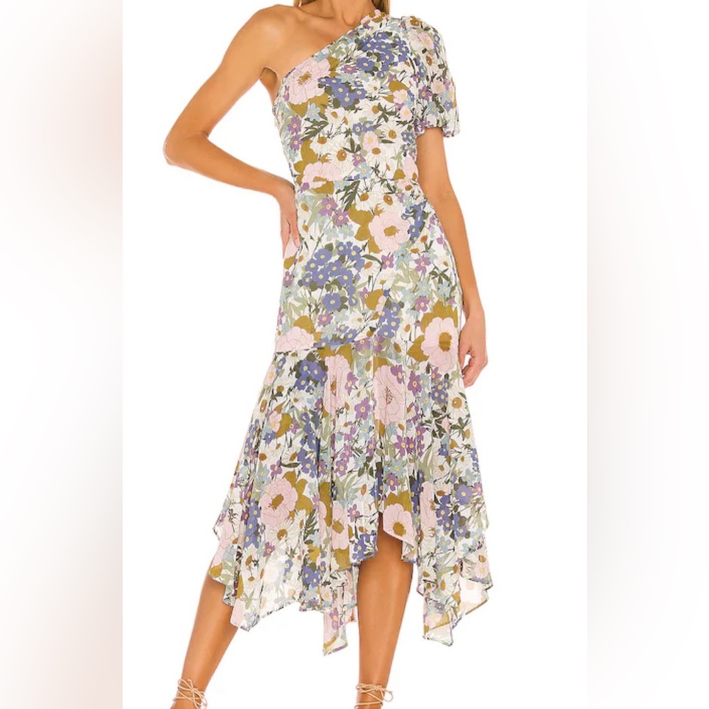 Astr the label santorini dress in off white retro floral size L
